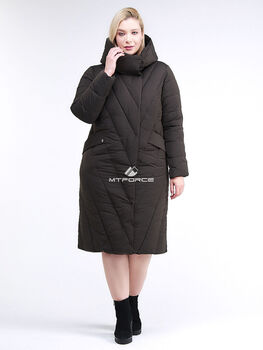 Женская зимняя классика куртка с капюшоном коричне